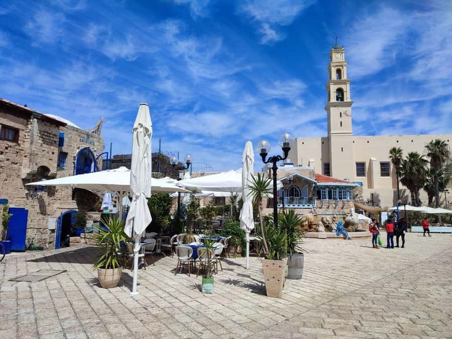 Jaffa's Timeless Tales: Legends & Labyrinths Private Tour - St. Peters Church hilltop: the Tel Aviv skyline contrast you came for